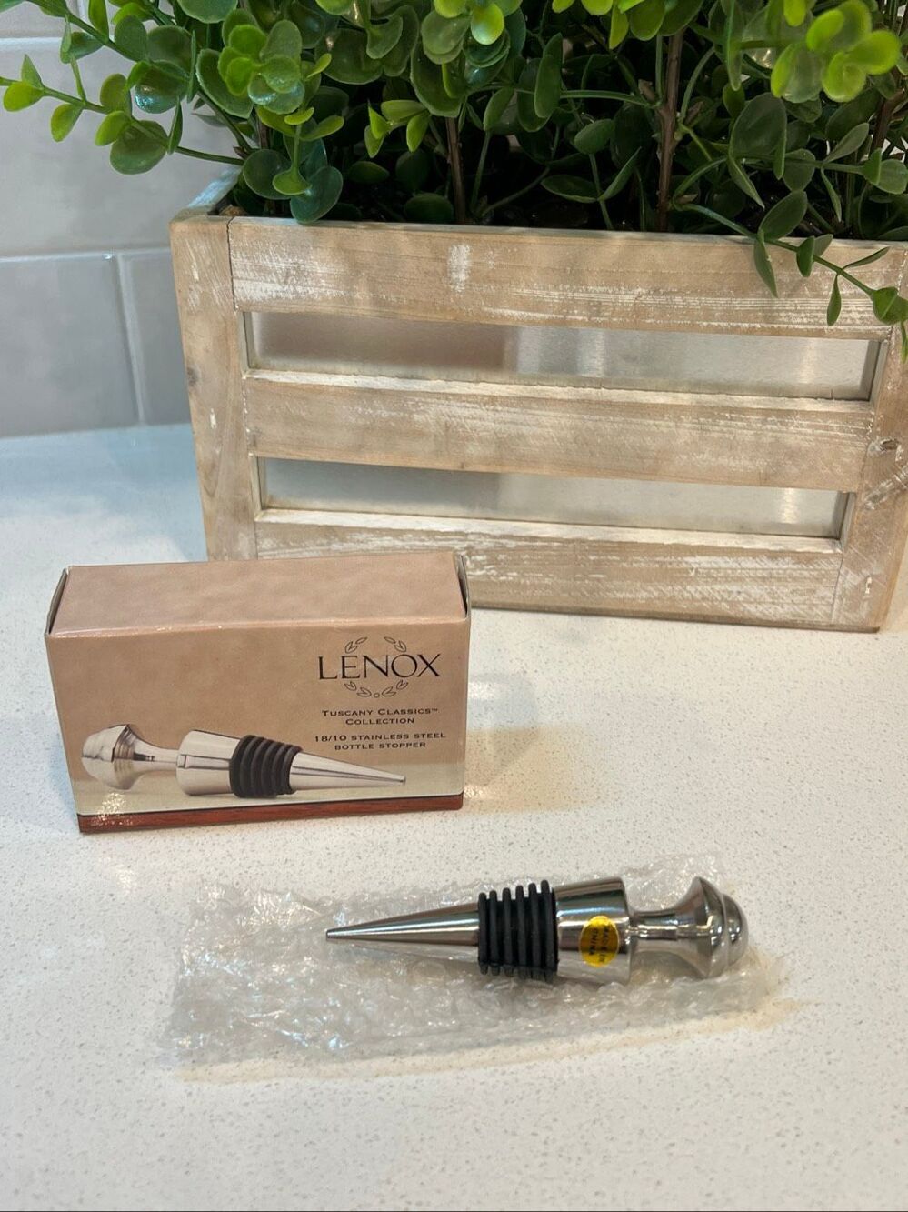 Lenox Tuscany Classics Stainless Steel Wine Bottle Stopper NIB